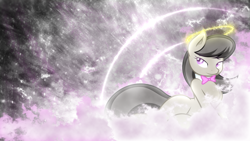 Size: 1920x1080 | Tagged: safe, artist:joey darkmeat, artist:omniscient-duck, artist:tim015, derpibooru import, edit, octavia melody, earth pony, pony, halo, on side, solo, vector, wallpaper, wallpaper edit