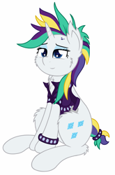 Size: 1775x2690 | Tagged: safe, artist:starstridepony, rarity, pony, unicorn, alternate hairstyle, cheek fluff, chest fluff, cute, female, leg fluff, legitimately amazing mspaint, mare, ms paint, punk, raripunk, simple background, white background