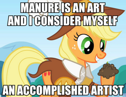 Size: 648x500 | Tagged: safe, screencap, applejack, smart cookie, earth pony, pony, dirt, image macro, manure, meme, shakespearean insults