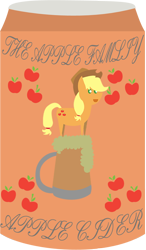 Size: 550x943 | Tagged: safe, artist:videogamehunter, applejack, earth pony, pony, apple, apple cider, apple famliy, can, pointy ponies, simple background, transparent background