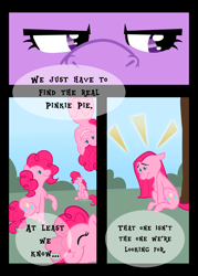 Size: 1100x1540 | Tagged: safe, artist:chubbyjam, derpibooru import, pinkie pie, twilight sparkle, earth pony, pony, too many pinkie pies, pinkamena diane pie, pinkie clone