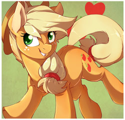 Size: 2600x2500 | Tagged: dead source, safe, artist:rainbowscreen, applejack, earth pony, pony, cute, female, freckles, hat, jackabetes, mare, smiling, solo