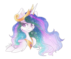 Size: 1024x844 | Tagged: safe, artist:snowdeer97, princess celestia, alicorn, pony, bust, crown, female, jewelry, mare, peytral, portrait, regalia, simple background, solo, transparent background