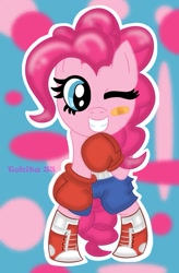 Size: 725x1103 | Tagged: safe, artist:tokita33, pinkie pie, pony, bipedal, boxing, boxing gloves, solo