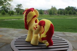 Size: 960x640 | Tagged: safe, artist:emberfallplush, sunset shimmer, pony, unicorn, irl, photo, plushie