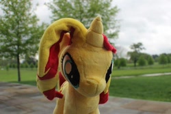 Size: 960x640 | Tagged: safe, artist:emberfallplush, sunset shimmer, pony, unicorn, irl, photo, plushie