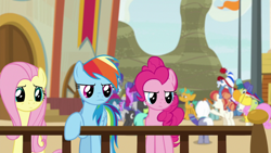 Size: 1920x1080 | Tagged: safe, derpibooru import, screencap, fluttershy, pinkie pie, rainbow dash, earth pony, pegasus, pony, common ground, pinkie pie is not amused, rainbow dash is not amused, unamused