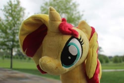 Size: 960x640 | Tagged: safe, artist:emberfallplush, sunset shimmer, pony, unicorn, irl, photo, plushie