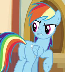 Size: 612x676 | Tagged: safe, derpibooru import, screencap, rainbow dash, pegasus, pony, common ground, butt, cropped, plot, rainbutt dash, solo