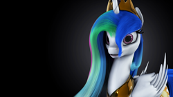 Size: 2560x1440 | Tagged: safe, artist:thelunagames, princess celestia, alicorn, pony, 3d, cinema 4d, female, gradient background, mare, solo