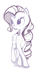 Size: 276x501 | Tagged: safe, artist:road75, rarity, pony, unicorn, monochrome, solo