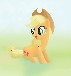 Size: 270x290 | Tagged: safe, artist:tgolyi, applejack, earth pony, pony, grass, happy, sitting, smiling, solo, svg, vector