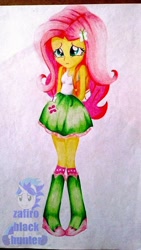 Size: 540x960 | Tagged: safe, artist:zafiro-black-hunter, fluttershy, equestria girls, solo, traditional art, watermark