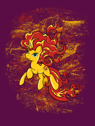 Size: 1536x2048 | Tagged: safe, artist:amynewblue, sunset shimmer, pony, unicorn, female, fiery shimmer, fire, mare, solo