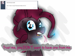 Size: 1024x768 | Tagged: safe, artist:hellhounds04, pinkie pie, earth pony, pony, ask, askpinkiepyro, burned, pinkie pyro, tumblr