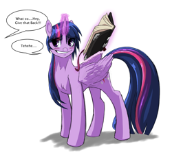 Size: 1861x1703 | Tagged: safe, artist:aloid19, derpibooru import, twilight sparkle, twilight sparkle (alicorn), alicorn, pony, blushing, book, dialogue, female, grin, mare, solo