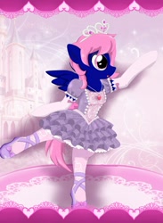 Size: 1600x2182 | Tagged: safe, artist:avchonline, derpibooru import, oc, oc only, oc:threadwing, pegasus, pony, ballerina, ballet, canterlot royal ballet academy, clothes, crossdressing, dancing, dress, gloves, jewelry, male, mary janes, necklace, pantyhose, pegasus oc, princess shoes, princess sofia, regalia, shoes, stallion, tiara, tutu, wings