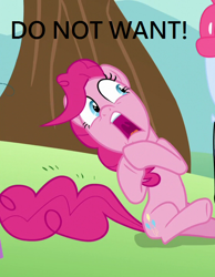 Size: 556x716 | Tagged: safe, pinkie pie, earth pony, pony, the one where pinkie pie knows, do not want, female, mare, pink coat, solo