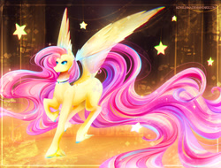 Size: 2922x2222 | Tagged: safe, artist:koveliana, fluttershy, pegasus, pony, chromatic aberration, color porn, solo