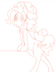 Size: 1000x1300 | Tagged: safe, artist:dragoncircle, pinkie pie, pony, :p, bipedal, bipedal leaning, cute, doodle, leaning, monochrome, sketch, smiling, solo, starry eyes, tongue out, wingding eyes