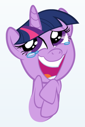 Size: 394x587 | Tagged: safe, artist:mikesouthmoor, derpibooru import, twilight sparkle, laughing, reaction image, simple background, solo