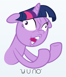 Size: 545x637 | Tagged: safe, artist:mikesouthmoor, derpibooru import, twilight sparkle, faic, meme, reaction image, simple background, solo, y u no