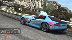 Size: 1024x576 | Tagged: safe, derpibooru import, part of a set, pinkie pie, rainbow dash, earth pony, pegasus, pony, car, dodge (car), dodge viper, female, forza motorsport 3, game screencap, itasha, mare, video game