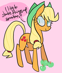 Size: 854x1008 | Tagged: safe, artist:softsalami, applejack, earth pony, pony, apple, female, mare, solo