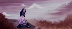 Size: 2500x1000 | Tagged: safe, artist:mausefang, derpibooru import, twilight sparkle, twilight sparkle (alicorn), alicorn, pony, female, fog, mare, sitting, solo