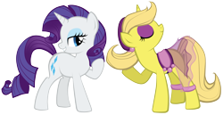 Size: 5035x2597 | Tagged: safe, artist:petraea, rarity, oc, oc:rachel, pony, unicorn, female, high res, mare, simple background, transparent background, vector