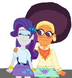 Size: 861x928 | Tagged: safe, artist:ktd1993, rarity, saffron masala, equestria girls, afro, female, lesbian, raffron, shipping