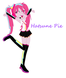 Size: 475x560 | Tagged: safe, pinkie pie, equestria girls, happy, hatsune miku, music notes, solo, vocaloid