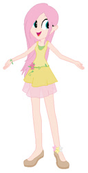 Size: 287x560 | Tagged: safe, artist:rarity-pie, fluttershy, equestria girls, clothes, dress, humanized, simple background, solo, standing, white background