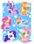 Size: 700x900 | Tagged: safe, artist:awbt, derpibooru import, applejack, fluttershy, pinkie pie, rainbow dash, rarity, twilight sparkle, twilight sparkle (alicorn), alicorn, earth pony, pegasus, pony, unicorn, chibi, cute, mane six, no pupils, one eye closed, open mouth, stars, wink