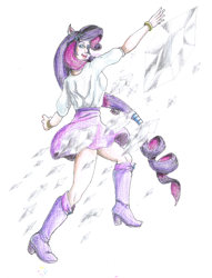 Size: 1508x1973 | Tagged: safe, artist:edhelistar, rarity, equestria girls, boots, clothes, diamonds, high heel boots, human coloration, magic, ponied up, shoes, simple background, skirt, telekinesis, traditional art, white background