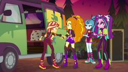 Size: 1920x1080 | Tagged: safe, screencap, adagio dazzle, aria blaze, sonata dusk, sunset shimmer, better together, equestria girls, sunset's backstage pass!, music festival outfit, the dazzlings