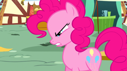 Size: 1366x768 | Tagged: safe, screencap, pinkie pie, earth pony, pony, griffon the brush off, female, mare, pink coat, pink mane, solo