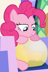 Size: 366x541 | Tagged: safe, screencap, pinkie pie, equestria girls, rainbow rocks, balloon, balloon fetish, cropped, lidded eyes, out of context, sitting, smiling, snuggling, solo, that pony sure does love balloons, throne, twilight's castle