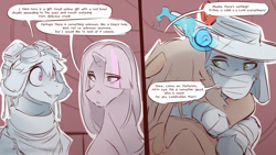 Size: 1280x721 | Tagged: safe, artist:icychamber, derpibooru import, applejack, fluttershy, rainbow dash, twilight sparkle, unicorn twilight, earth pony, pegasus, pony, unicorn, comic:free fall, comic:on the edge, comic:the chosen one, speech bubble, text