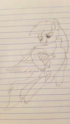 Size: 2268x4032 | Tagged: safe, artist:rainbow dash is best pony, derpibooru import, rainbow dash, tank, pegasus, pony, turtle, tanks for the memories, flying, lined paper, long hair, long mane, open mouth, pencil drawing, spread wings, traditional art, wings