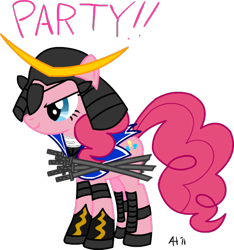 Size: 496x531 | Tagged: safe, artist:alexstrazse, pinkie pie, earth pony, pony, clothes, cosplay, costume, crossover, date masamune, newbie artist training grounds, sengoku basara, simple background, solo, transparent background