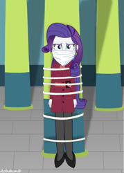 Size: 755x1057 | Tagged: safe, artist:robukun, rarity, equestria girls, gag, tied up