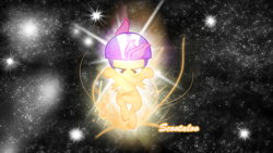 Size: 1920x1080 | Tagged: safe, artist:lorddegrawr, derpibooru import, scootaloo, pegasus, pony, female, filly, glow, helmet, solo, space, vector, wallpaper