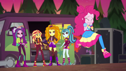 Size: 1920x1080 | Tagged: safe, screencap, adagio dazzle, aria blaze, pinkie pie, sonata dusk, sunset shimmer, better together, equestria girls, sunset's backstage pass!, converse, shoes, sneakers, the dazzlings, van