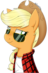 Size: 787x1199 | Tagged: safe, artist:notenoughapples, applejack, earth pony, pony, clothes, simple background, solo, sunglasses, transparent background