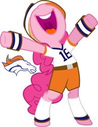 Size: 3000x3861 | Tagged: safe, pinkie pie, earth pony, pony, american football, cheering, denver broncos, nfl, nfl playoffs, nose in the air, peyton manning, pie-ton manning, solo, super bowl, super bowl 50, super bowl 50 champions, super bowl champions