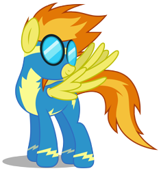 Size: 2822x3000 | Tagged: safe, artist:brony-works, derpibooru import, spitfire, pegasus, pony, high res, simple background, smiling, solo, spread wings, transparent background, vector, windswept mane