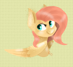 Size: 768x704 | Tagged: safe, artist:frozzie5star, fluttershy, pegasus, pony, bust, folded wings, graph paper, head turn, lineless, looking at you, portrait, solo