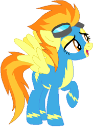 Size: 299x410 | Tagged: safe, artist:ra1nb0wk1tty, derpibooru import, spitfire, pegasus, pony, open mouth, raised hoof, simple background, solo, white background