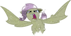 Size: 1024x530 | Tagged: safe, artist:digiradiance, artist:gamemasterluna, fluttershy, bat pony, pony, coming at you, flutterbat, flying at you, galaxy, open mouth, simple background, solo, spread wings, transparent background, vector